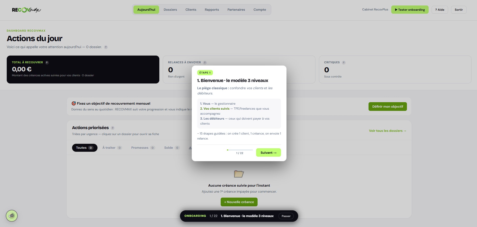 Écran Aujourd'hui — worklist priorisée