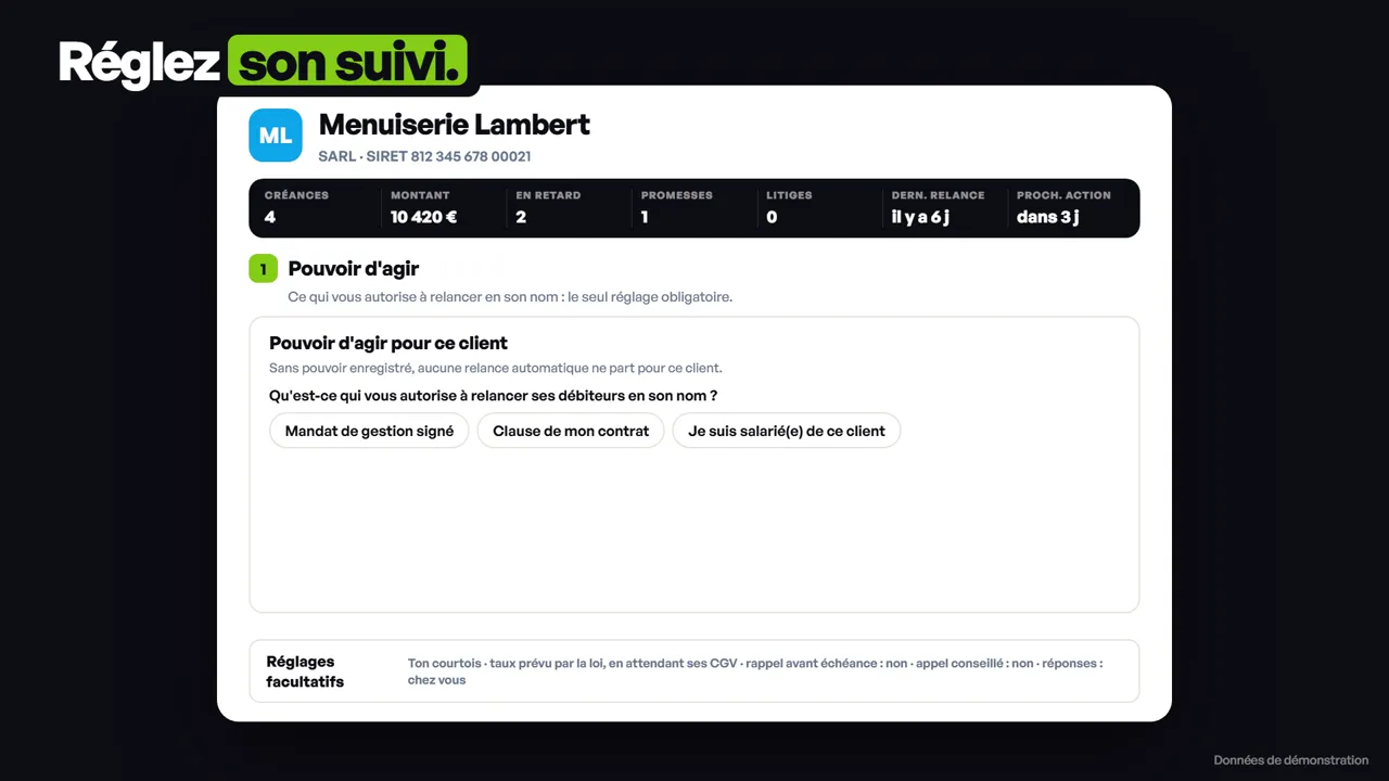 Le suivi réglé selon chaque client : image de la vidéo, données fictives